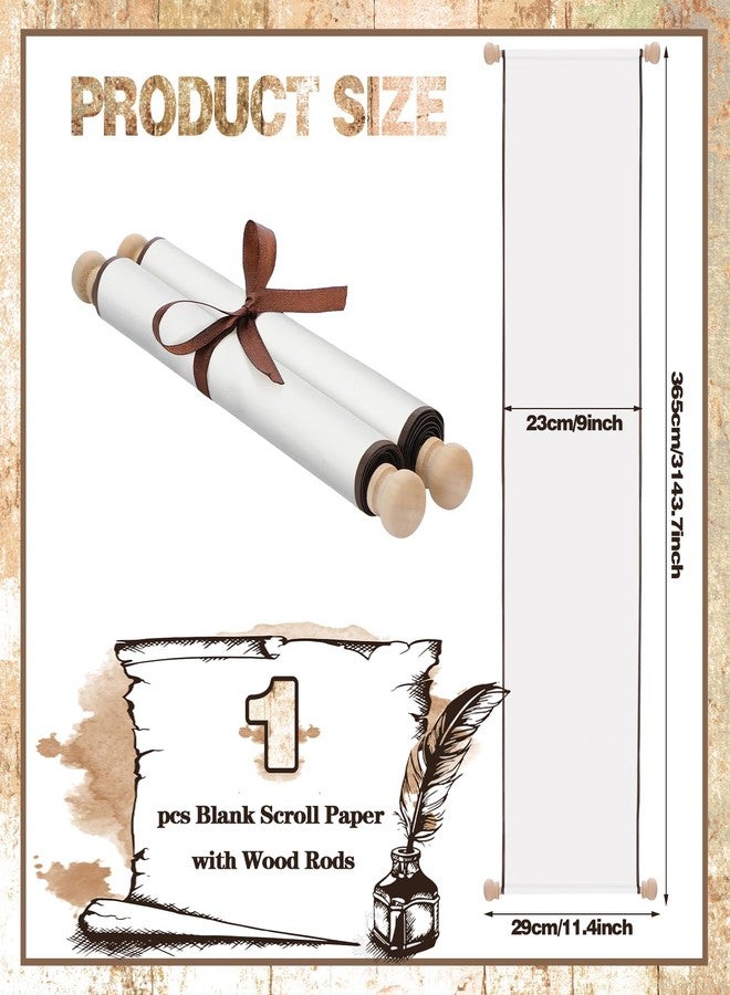 Epakh Blank Scroll Paper 9 x 144 Inches Long Scroll Paper Vintage Wrapped on Wood Rod for Wedding Vows, Writing, Drawing, Calligraphy, Invitation, Renaissance Festivals - Image 3
